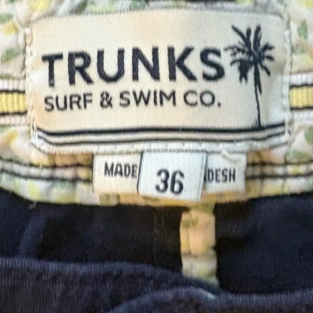 Trunks‎ Surf & Swim Co Mens Navy Blue Lemon Embroidered Chino Shorts Size 36 - Picture 2 of 3